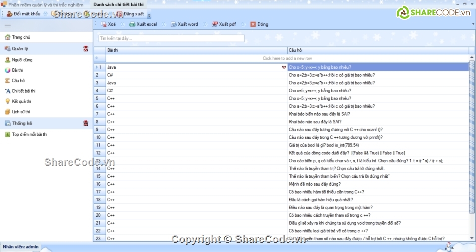 Quản lý trắc nghiệm c#,quản lý thi trắc nghiệm c#,Code web trắc nghiệm winform,Code thi trắc nghiệm winform c#