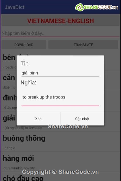 ứng dụng android,ứng dụng từ điển android,TỪ ĐIỂN ANH – VIỆT,VIỆT- ANH