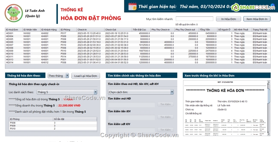 quản lý khách sạn java,java swing,quản lý khách sạn,đồ án quản lý khách sạn,SQL Server,SQL