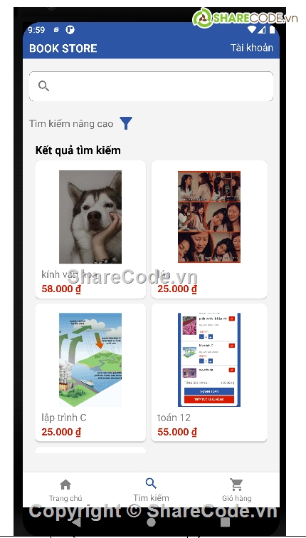 App Android,source code,Firebase,SQLite,App bán sách Android