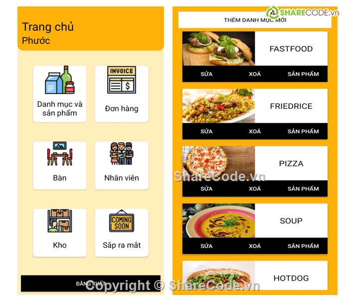 App quản lý nhà hàng,code quản lý android,nhà hàng,nhà hàng android