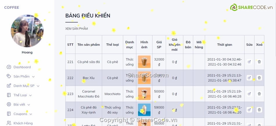 quản lý coffee shop,Code quản lý coffee shop,Full code quản lý coffee shop