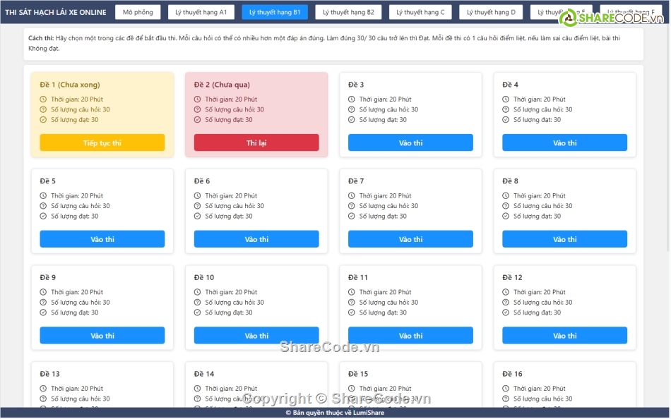 code sát hạch lái xe,source thi lái xe,source code,source