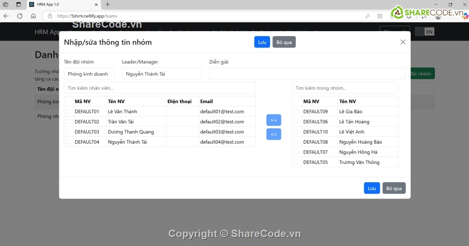 Code web,web quản lý nhân sự,nodejs,reactjs