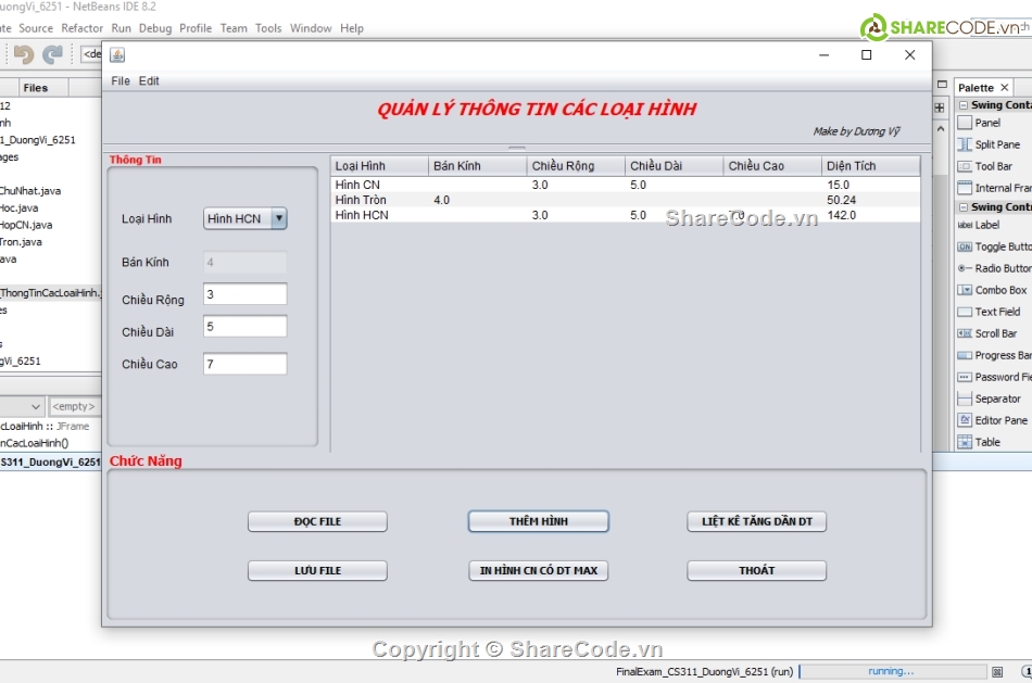 đồ án code java,source code java swing,code quản lý hình học,code java quản lý thông tín các loại hình học