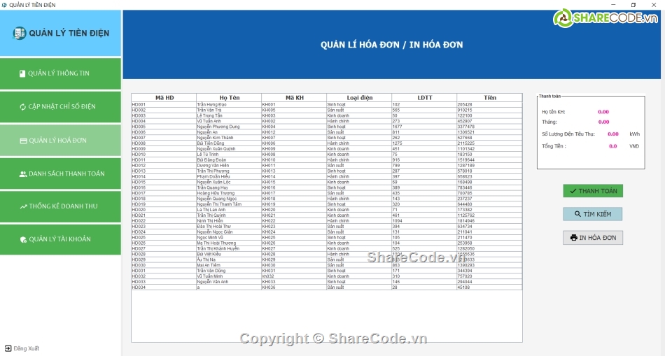 code java  Quản lý tiền điện,Quản lý tiền điện,Code Quản lý tiền điện,Java tiền điện,full soucer code