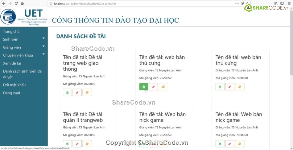 Code Web đăng ký đề tài khoá luận,Code quản lí đăng kí đề án,đề tài khóa luận,Web Đăng ký khóa  luận tốt nghiệp