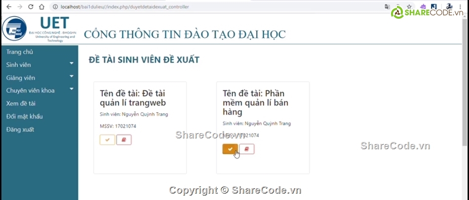 Code Web đăng ký đề tài khoá luận,Code quản lí đăng kí đề án,đề tài khóa luận,Web Đăng ký khóa  luận tốt nghiệp