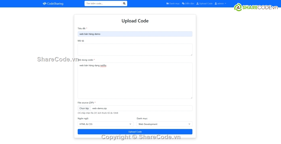 Code đồ án,Code PHP,code web,lập trình web,upload file,chia sẻ file