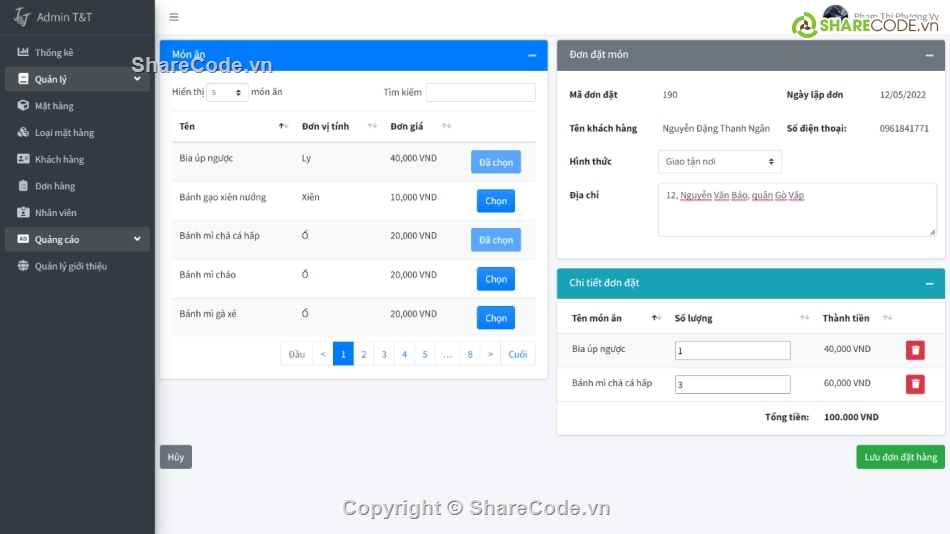 Code đồ án web ẩm thực,Web bán hàng,Web ẩm thực,đồ án tốt nghiệp,Code thương mại điện tử,luận án tốt nghiệp