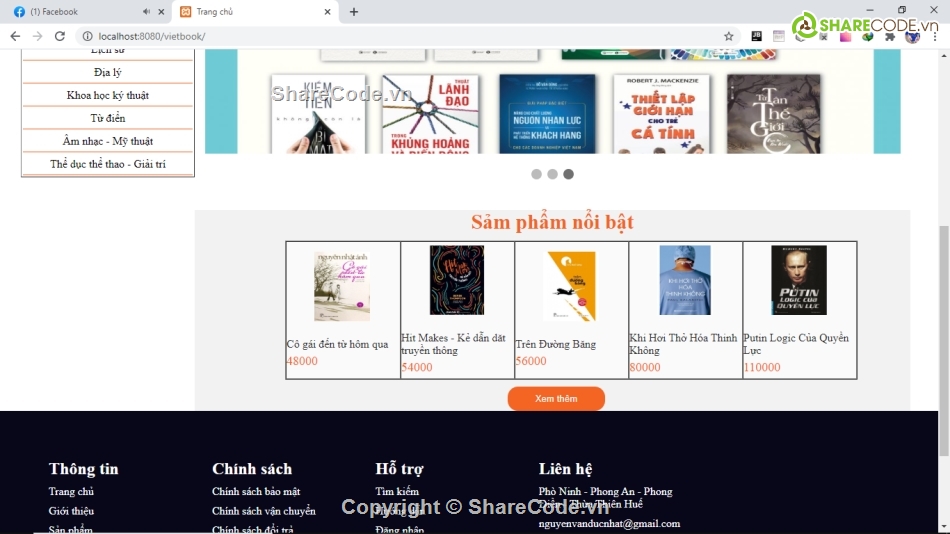 web bán sách,quản lý mua bán sách,code đồ án web bán sách,Code website mua bán sách