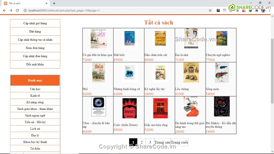 web bán sách,quản lý mua bán sách,code đồ án web bán sách,Code website mua bán sách