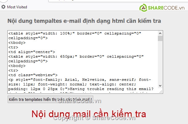 kiểm tra mail templates,thể hiện nội dung mail templaes,trình check mail templates