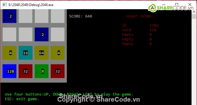 2048 with C++,Game 2048,2048,mã nguồn trò chơi