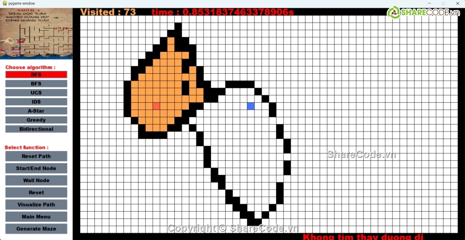 đường đi ngắn nhất,mê cung,Game,trí tuệ nhân tạo,python,dasdas