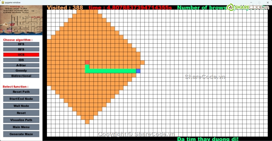 đường đi ngắn nhất,mê cung,Game,trí tuệ nhân tạo,python,dasdas