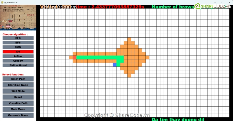 đường đi ngắn nhất,mê cung,Game,trí tuệ nhân tạo,python,dasdas
