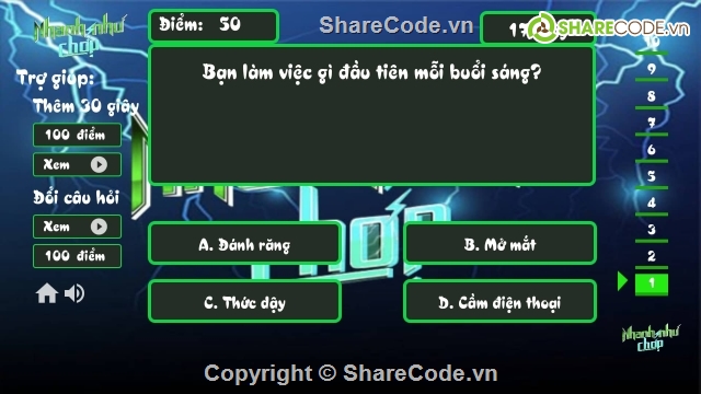 trò chơi nhanh như chớp,game android,Code game nhanh như chớp,Trò chơi android