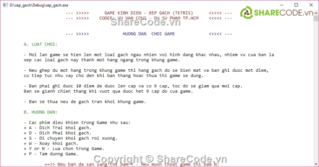 Game Xếp Gạch - C++,Game tetris,Xếp Gạch - C++ - OOP,game xếp hình