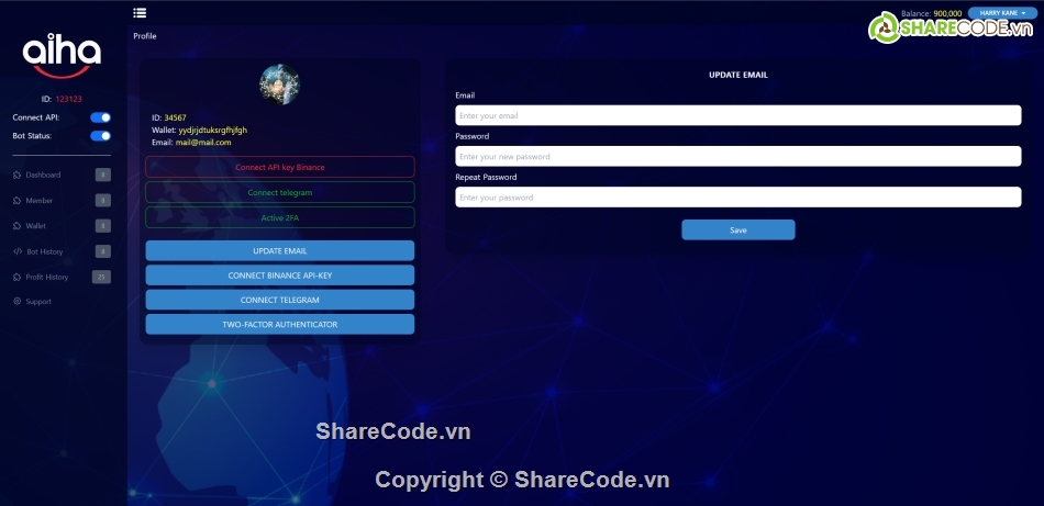 bot trade,quản lý bot trade tiền ảo,template dashboard quản lý bot trade,quản lý tiền ảo