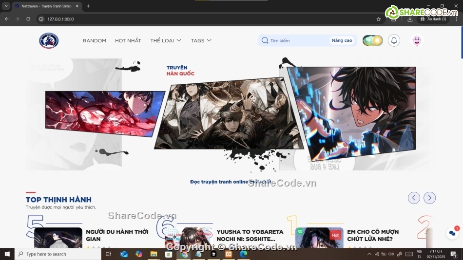 web truyện,web,Laravel,website,web đọc truyện