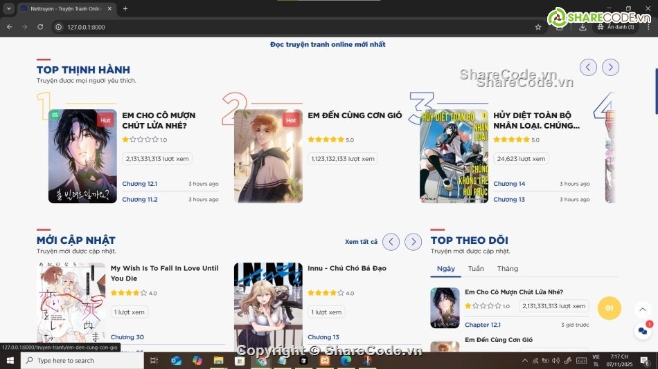 web truyện,web,Laravel,website,web đọc truyện