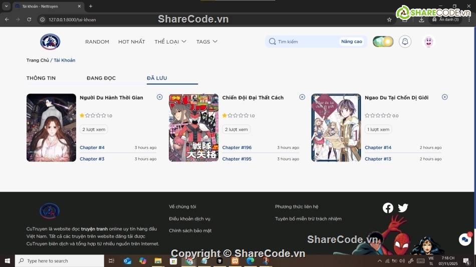 web truyện,web,Laravel,website,web đọc truyện
