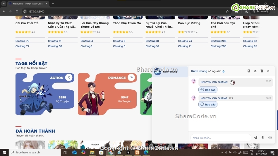 web truyện,web,Laravel,website,web đọc truyện