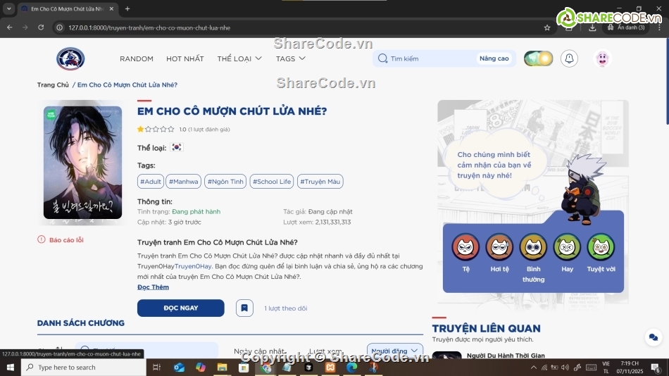 web truyện,web,Laravel,website,web đọc truyện