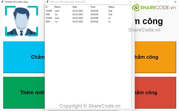 code nhận diện khuôn mặt,code python nhận diện,Code nhận diện chấm công,code quản lý chấm công