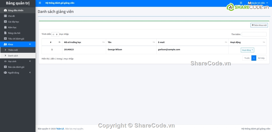 Hệ thống đánh giá giảng viên,đánh giá,quản lý giảng viên