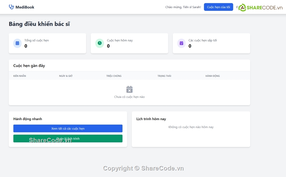 lịch hẹn,Đặt lịch,quản lý khám bệnh
