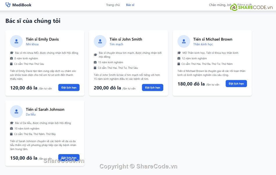lịch hẹn,Đặt lịch,quản lý khám bệnh