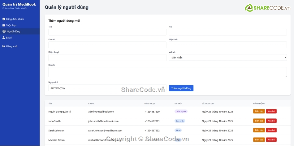 lịch hẹn,Đặt lịch,quản lý khám bệnh