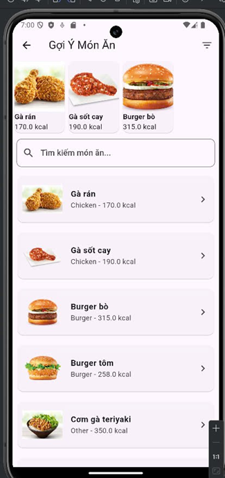 thức ăn,flutter,thức ăn nhanh dart