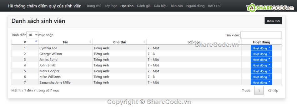 Học sinh,Hệ thống hố sơ,Hệ thống sms