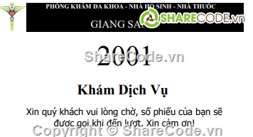 Code hệ thống phát số,Hệ thống phát số,Code phát số khám bệnh