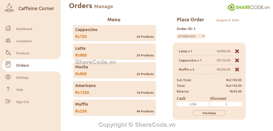 quán lý cà phê,website cà phê,quán cà phê web