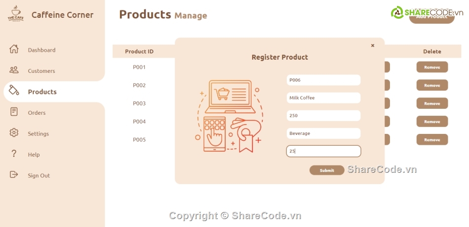 quán lý cà phê,website cà phê,quán cà phê web
