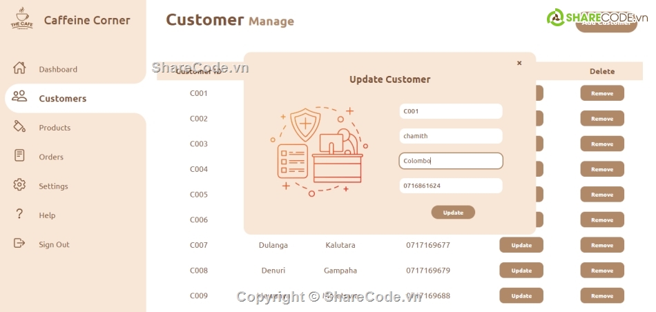 quán lý cà phê,website cà phê,quán cà phê web