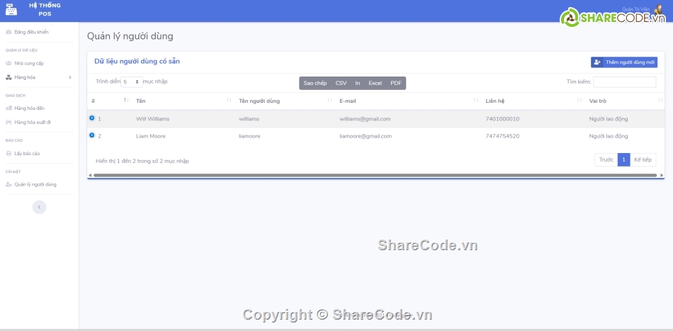 POS,codeigniter,quản lý kho hàng