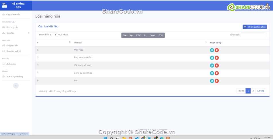 POS,codeigniter,quản lý kho hàng