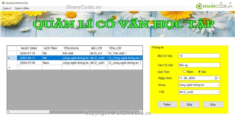 C#,hệ thống quản lí sinh viên,quản lí sinh viên C#,winform,winform C#,hệ thống quản lí winform C#