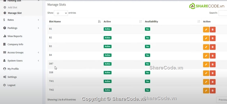 Code quản lý,Hệ thống quản lý,Code quản lý xe