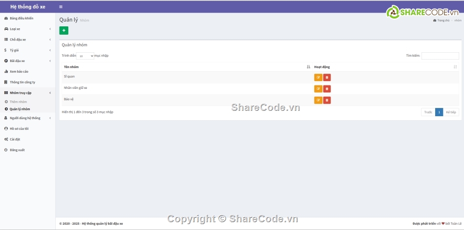 Code quản lý,Hệ thống quản lý,Code quản lý xe