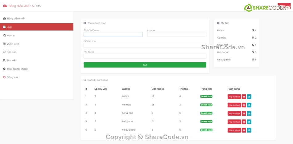 Code quản lý,Hệ thống quản lý,Code quản lý xe