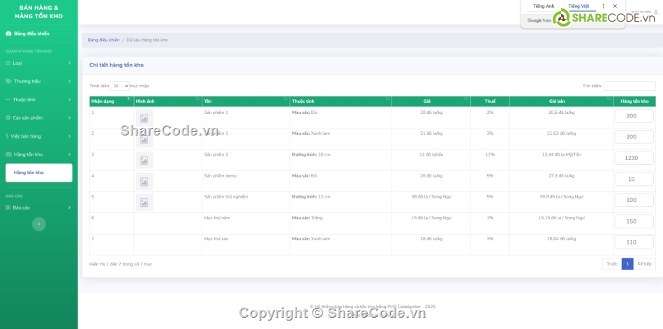 Code quản lý,quản lý bán hàng,Code bán hàng PHP,tồn kho