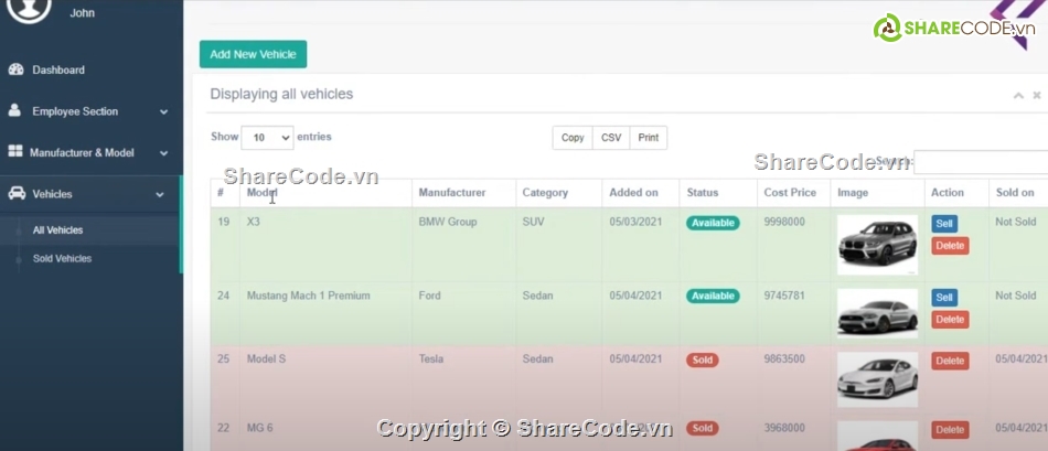 Code quản lý,quản lý bán xe,bán xe