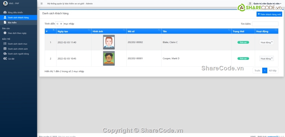 Hệ thống quản lý,bảo hiểm xe,php oop