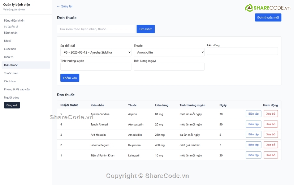 Hệ thống quản lý,quản lý,website quản lý bệnh viện
